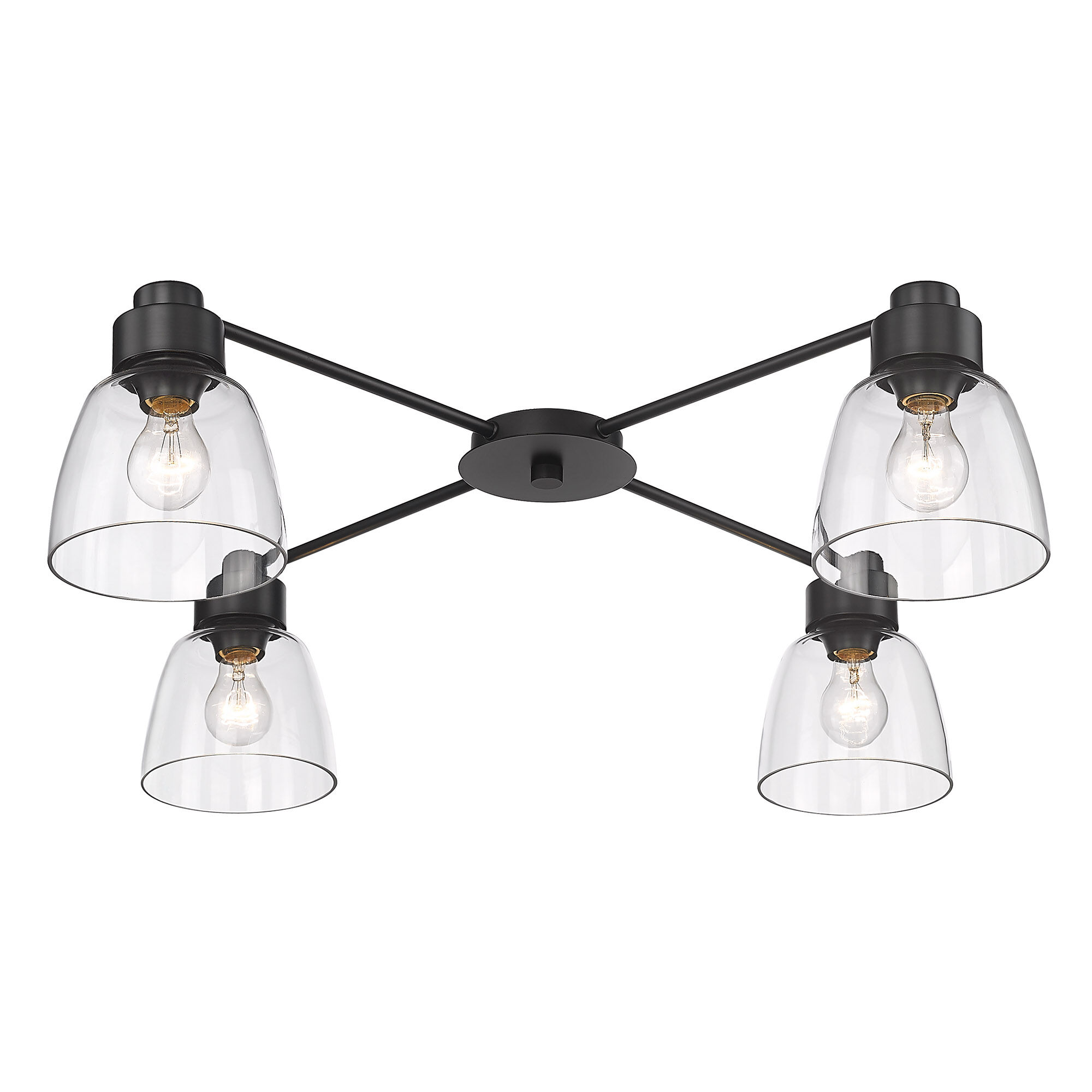 Golden Lighting Remy 4 Light Matte Black Flush Mount Light 0314 4FM BLK CLR